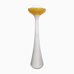 Große Säulenlampe aus Muranoglas in Weiß & Gelb, 1960er