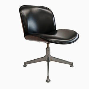 Chair in Black Eco-Leather and Walnut from Mim Roma, 1960s