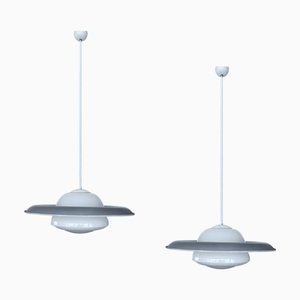 Grandes Lampes à Suspension Art Déco en Verre, 1930s, Set de 2