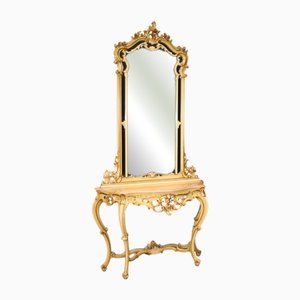Louis XV Italian Console with Mirror, 1960s, Set of 2