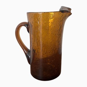 Bernsteinfarbene Bubble Glaskaraffe von Biot, 1970er