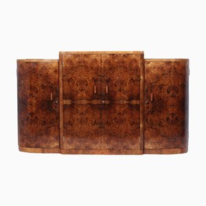 Art Deco English Figured Walnut Sideboard, 1930s