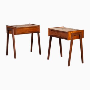 Dänische Teak Nachttische mit Korkplatte von Ølholm Møbelfabrik, 1960er, 2er Set