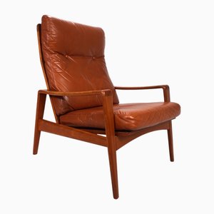 Vintage Teak and Leather Chair by Arne Wahl Iversen, 1960