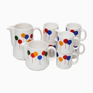 Servicio de cumpleaños con globos de Waechtersbach, años 70. Juego de 8