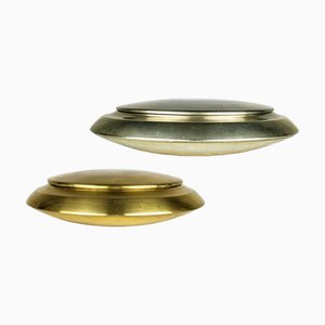 Scatole Solaria in ottone e nichel di Nella Longari, Italia, anni '70, set di 2