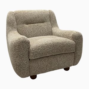 Set of Chairs with Spherical Legs in White Bouclé Fabric, 2000s