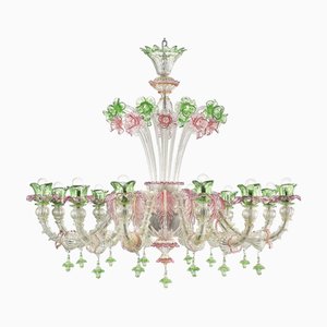 Venetian Floral Cà Rezzonico Murano Glass Chandelier with Silver Leaf by Simoeng