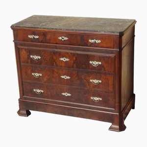 Louis Philippe Chest of Drawers in Walnut and Burl Walnut from Befos