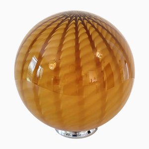 Amber and Brown Spider Sphere Table Lamp in Murano Glass by Simoeng