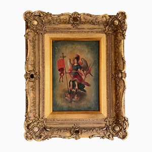 Italienischer oder Spanischer Schulkünstler, Erzengel Michael, 1700er, Ölgemälde, gerahmt