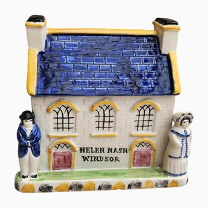 Antique Pottery Wesleyan Chapel Money Box with Helen Nash Windsor Inscription, 1850s