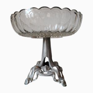 Antique French Crystal Compotier from La Samaritaine, Paris, France, Late 19th Century
