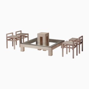 Brunelleschi Maple Coffee Table and Chairs by Ferdinando Meccani, Set of 5