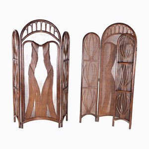 Paravents Vintage en Rotin, 1970s, Set de 2