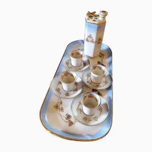 Vintage Japanese Murani Sake Set with Whistling Bird Decanter, Geisha Cups and Long Tray, 1920s, Set of 10