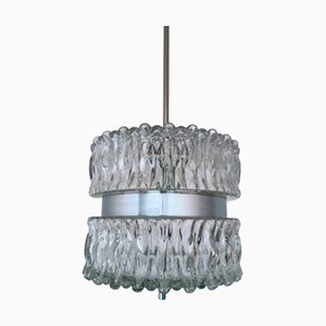 Brutalist Ice Glass Pendant Light from Kaiser-Leuchten, Germany, 1970s