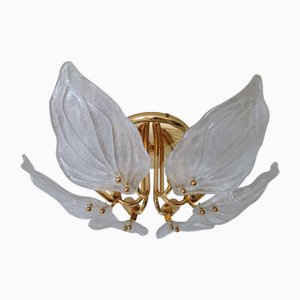 Murano Glass Leaf Flush Mount from Novaresi, Italy, 1970s