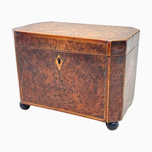 Georgian Octagonal Yew Wood Tea Caddy, 1800s