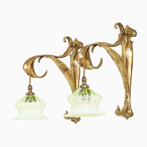 Arts & Crafts Wandlampen aus geschliffenem Messing, 1890er, 2er Set
