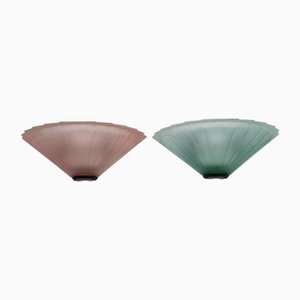 Italian Sconces in Thick Pink and Green Murano Glass by De Majo, 1980s, Set of 2