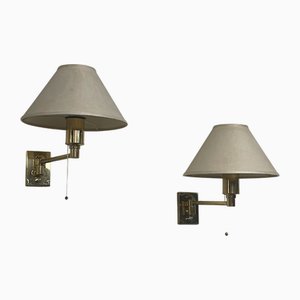 Vintage Brass Wall Lamps, 1970s, Set of 2