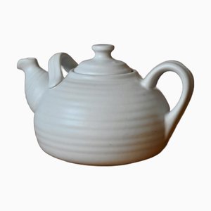 Large Danish White Ceramic Teapot in Scandinavian Bohemian Style