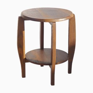 Amsterdam School Art Deco Oak 2-Tiered Side Table, 1920s
