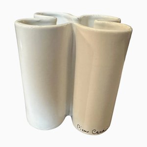 Mid-Century Modern White Ceramic Vase by Pierre Cardin, 1970s