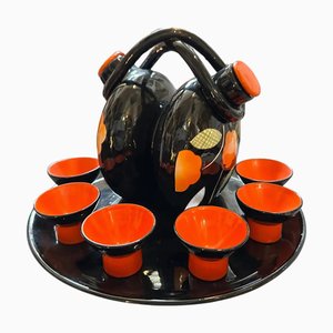 Mid-Century Modern Italian Ceramic Rosolio Set by Rometti, 1950s, Set of 8