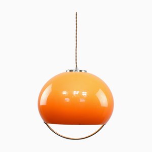 Lampada a sospensione Space Age arancione di Guzzini, anni '60