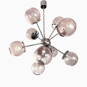 Italian Chromed Sputnik Chandelier in Pink by Simoeng