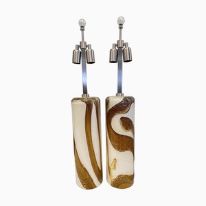 Gold and Amber Murano Glass Table Lamps by Simoeng, Set of 2
