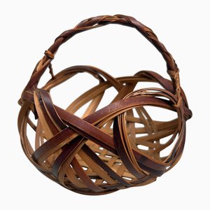 Japanese Hanakago Bamboo Ikebana Basket, 1950s