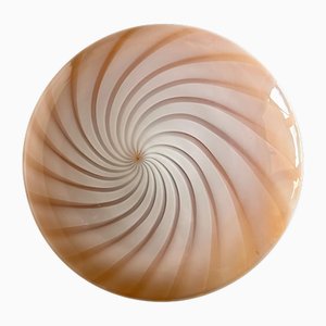 Milky-White and Beige Swirls Murano Glass Flush Mount by Simoeng