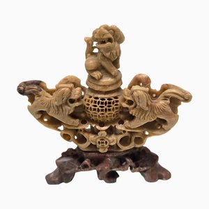 Bruciaincenso vintage in pietra ollare, Cina, anni '70