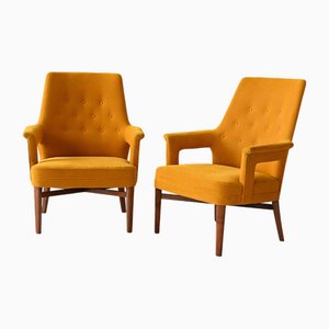 Set of Vintage Scandinavian Chairs in Yellow, 1950s