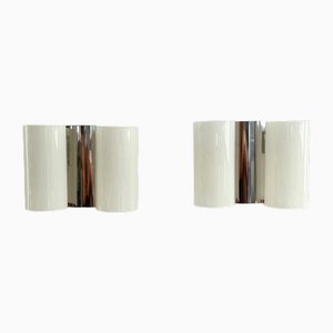 Applique da parete in plastica curva e cromata, Italia, anni '70, set di 2