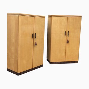 Art Deco Wardrobes, 1930s, Set of 2