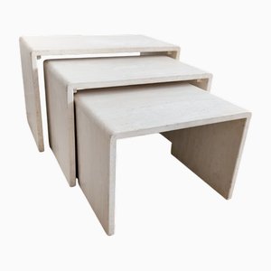Travertine Nesting Tables, 1980s, Set of 3