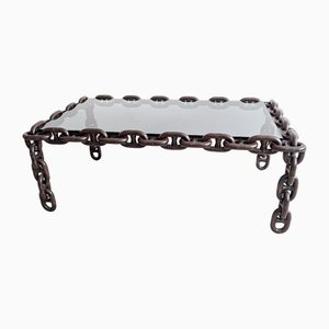 Mesa de centro brutalista de eslabones, años 70