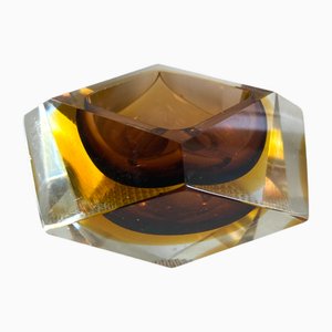 Sommerso Faceted Murano Glass Ashtray attributed to Flavio Poli, Italy, 1960s