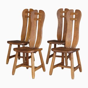Brutalistische Esszimmerstühle aus Eiche von De Puydt, 1970er, 4er Set