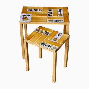 French Yellow Nesting Tables, 1950s, Set of 2