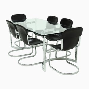 Italian Modern Dining Table and Chairs from Cidue, 1970s, Set of 7