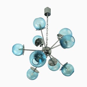 Hellblauer Sputnik Kronleuchter aus Muranoglas von Simoeng