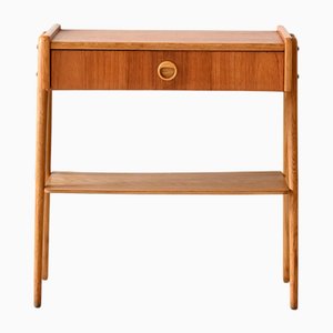 Vintage Scandinavian Nightstand with Shelf and Slanted Legs, 1950s