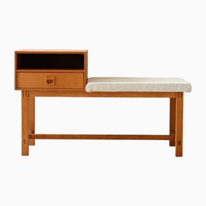 Vintage Scandinavian Oak Gossip Chair, 1960s