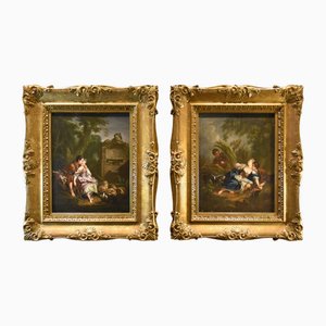 Circle of Francois Bouche, Gallant Scenes, 1750, Oil on Canvases, Framed, Set of 2