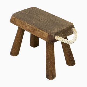Small Brutalist Stool with Rope, 1960s